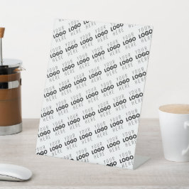 Uw logo eenvoudig herhalend diagonaal patroon reclamebord met voetstuk