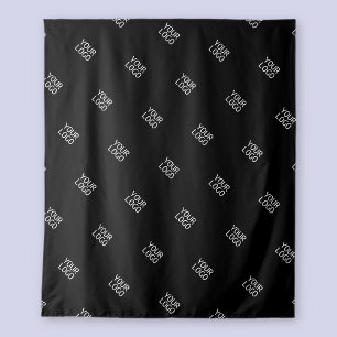 Uw logo eenvoudig herhalend logo patroon Zwart Wandkleed