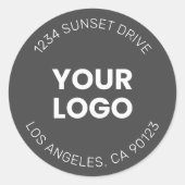 Uw Logo | Eenvoudig Modern Donker Grijs & Wit Ronde Sticker (Voorkant)