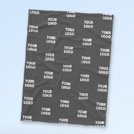 Uw Logo Eenvoudige Herhalende Logo | Grijs Fleece Deken
