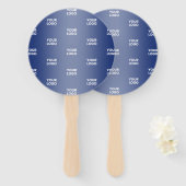 Uw Logo Eenvoudige Herhalende Logo Navy Blue Gradi Handwaaier (Voorkant en achterkant)