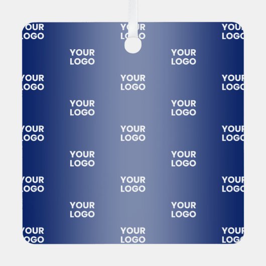 Uw Logo Eenvoudige Herhalende Logo Navy Blue Gradi Metalen Ornament (Voorkant)