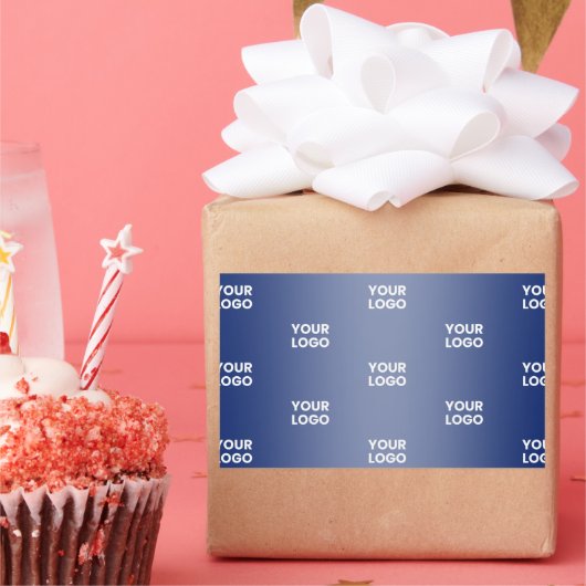 Uw Logo Eenvoudige Herhalende Logo Navy Blue Gradi Rechthoekige Sticker (Feest)