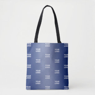 Uw Logo Eenvoudige Herhalende Logo Navy Blue Gradi Tote Bag