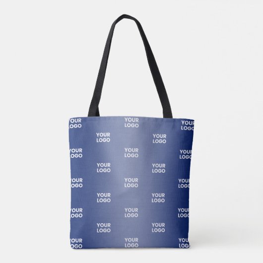 Uw Logo Eenvoudige Herhalende Logo Navy Blue Gradi Tote Bag (Achterkant)