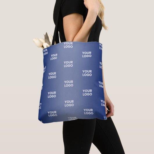 Uw Logo Eenvoudige Herhalende Logo Navy Blue Gradi Tote Bag (Dichtbij)