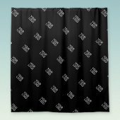 Uw Logo Eenvoudige Herhalende Logo Patroon | Zwart Douchegordijn