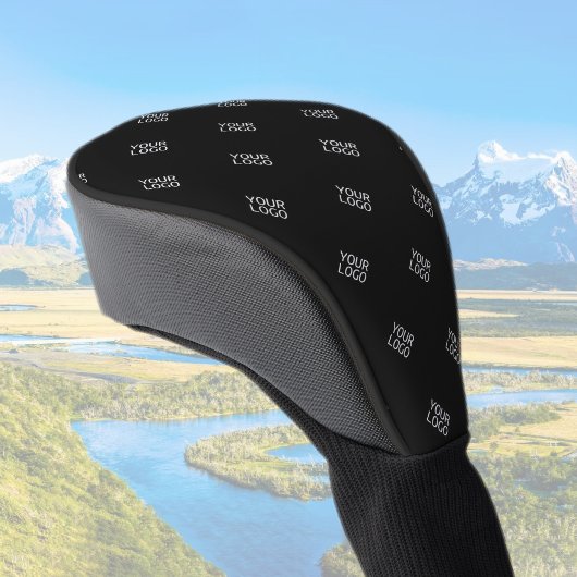 Uw Logo Eenvoudige Herhalende Logo Patroon | Zwart Golfheadcover