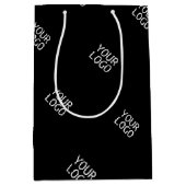 Uw Logo Eenvoudige Herhalende Logo Patroon | Zwart Medium Cadeauzakje (Voorkant)