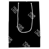 Uw Logo Eenvoudige Herhalende Logo Patroon | Zwart Medium Cadeauzakje (Achterkant)