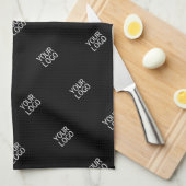 Uw Logo Eenvoudige Herhalende Logo Patroon | Zwart Theedoek (Quarter Fold)