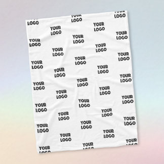 Uw Logo eenvoudige herhalende Logo | wit Fleece Deken