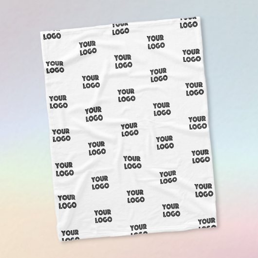 Uw Logo eenvoudige herhalende Logo | wit Fleece Deken