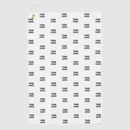 Uw Logo eenvoudige herhalende Logo | wit Golfhanddoek (Voorkant)