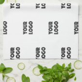 Uw Logo eenvoudige herhalende Logo | wit Theedoek (Gevouwen)