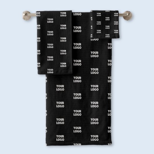 Uw Logo eenvoudige herhalende Logo | Zwart Bad Handdoek