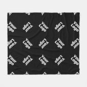 Uw Logo eenvoudige herhalende Logo | Zwart Fleece Deken (Voorkant (Horizontaal))