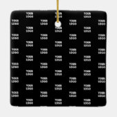 Uw Logo eenvoudige herhalende Logo | Zwart Keramisch Ornament (Achterkant)