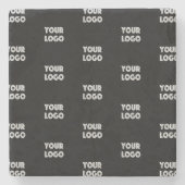 Uw Logo eenvoudige herhalende Logo | Zwart Stenen Onderzetter (Voorkant)