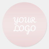 Uw Logo & Elegant Modern Blush Roze Ombre Ronde Sticker (Voorkant)