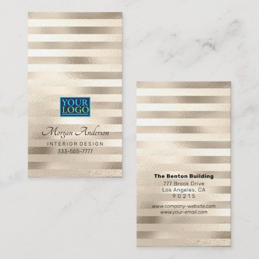 Uw Logo Elegant Professional Platinum Stripped 2 Visitekaartje (Voorkant / Achterkant)