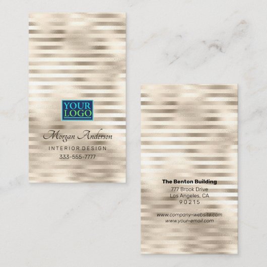 Uw Logo, elegant, professioneel platina gestript Visitekaartje (Voorkant / Achterkant)