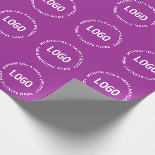 Uw Logo en aangepaste tekst | Gelukkige verjaardag Cadeaupapier (Hoek)