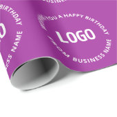 Uw Logo en aangepaste tekst | Gelukkige verjaardag Cadeaupapier (Rol Hoek)