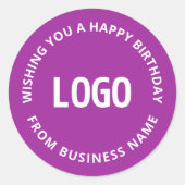 Uw Logo en aangepaste tekst | Gelukkige verjaardag Ronde Sticker (Voorkant)