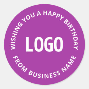 Uw Logo en aangepaste tekst   Gelukkige verjaardag Ronde Sticker