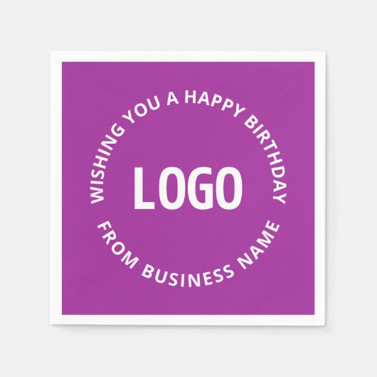 Uw Logo en aangepaste tekst | Gelukkige verjaardag Servet (Voorkant)