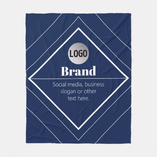 Uw logo en aanpasbaar modern ontwerp | Marineblauw Fleece Deken (Voorkant)