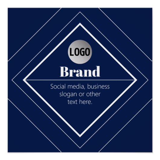 Uw logo en aanpasbaar modern ontwerp | marineblauw perfect poster (Voorkant)