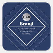 Uw logo en aanpasbaar modern ontwerp | marineblauw vierkante sticker (Voorkant)
