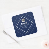 Uw logo en aanpasbaar modern ontwerp | marineblauw vierkante sticker (Envelop)