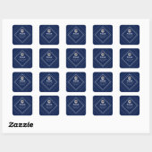 Uw logo en aanpasbaar modern ontwerp | marineblauw vierkante sticker (Vel)