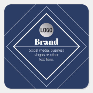 Uw logo en aanpasbaar modern ontwerp   marineblauw vierkante sticker