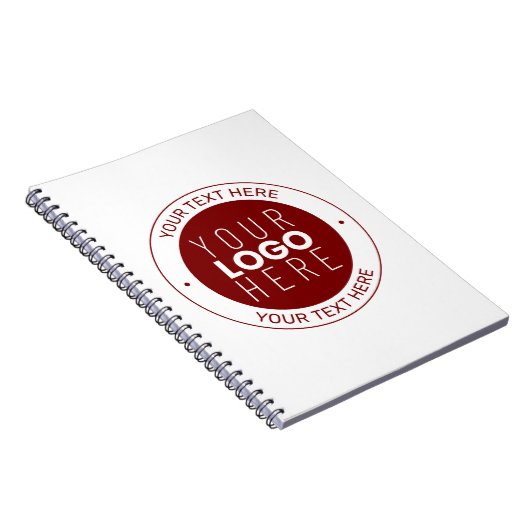 Uw logo en aanpasbare tekst | Diep rood/Doe-het-ze Notitieboek (Rechterzijde)