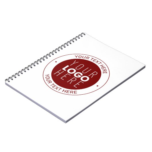Uw logo en aanpasbare tekst | Diep rood/Doe-het-ze Notitieboek (Linkerzijde)
