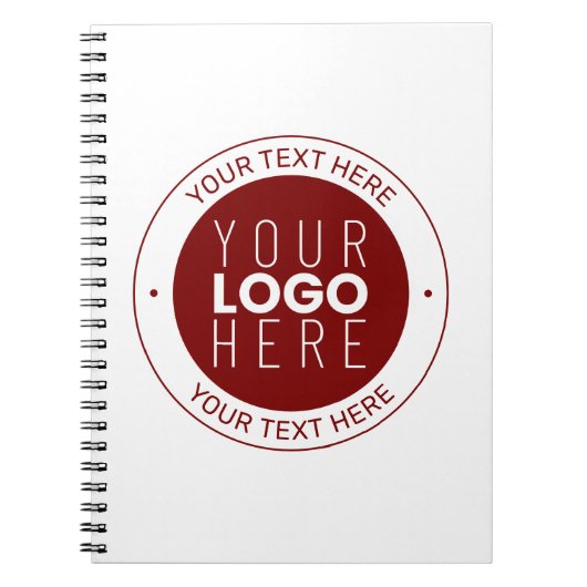 Uw logo en aanpasbare tekst | Diep rood/Doe-het-ze Notitieboek (Voorkant)