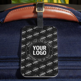 Uw logo en aanpasbare tekst met logo patroon bagagelabel