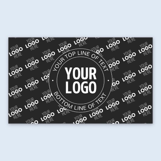 Uw logo en aanpasbare tekst met logo patroon rechthoekige sticker