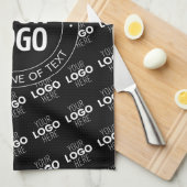 Uw logo en aanpasbare tekst met logo patroon theedoek (Quarter Fold)