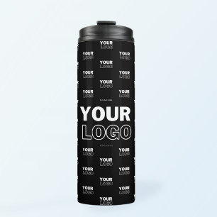 Uw logo en achtergrond Herhalend logo Zwart Thermosbeker