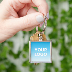 Uw logo en bewerkbare achtergrondkleurgradiënt sleutelhanger