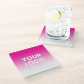 Uw Logo en bewerkbare achtergrondkleurverloop Glazen Onderzetter (Schuin)