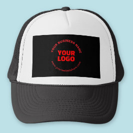 Uw Logo en bewerkbare circulaire tekst, rood of do Trucker Pet