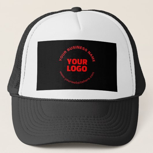 Uw Logo en bewerkbare circulaire tekst, rood of do Trucker Pet (Voorkant)