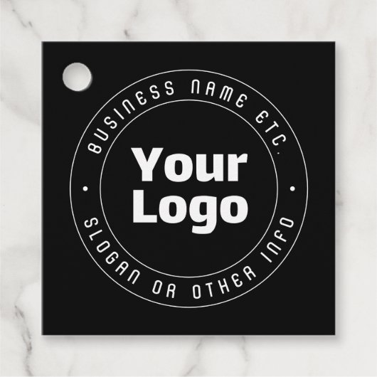 Uw Logo en bewerkbare tekst Sjabloon | Zwart & Wit Bedankjes Labels (Voorkant)