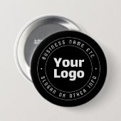 Uw Logo en bewerkbare tekst Sjabloon | Zwart & Wit Ronde Button 7,6 Cm (Voorkant /achterkant)